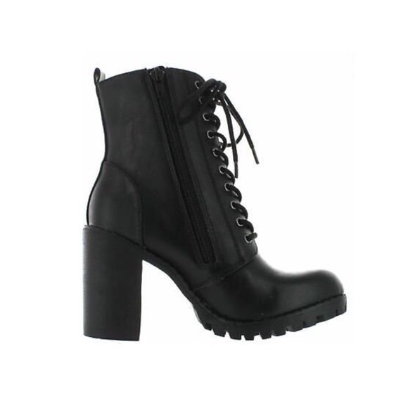 Soda Lace Up Heeled Combat Boots - Picture 4 of 7